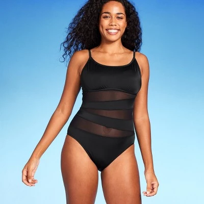 Women's Mesh Front One Piece Swimsuit - Shade & Shore™ White 4 Women's Mesh Front One Piece Swimsuit - Shade & Shore™ White - Image 2