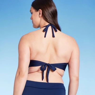 Women's Triangle Bralette Faux Wrap Halter Bikini Top - Shade & Shore™ White 6 Women's Triangle Bralette Faux Wrap Halter Bikini Top - Shade & Shore™ White - Image 4