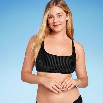 Women's Velour Ribbed Bralette Bikini Top - Shade & Shore™ Black 12 Women's Velour Ribbed Bralette Bikini Top - Shade & Shore™ Black - Image 10