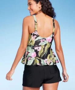 Women's Tropical Print Underwire V-Neck Tankini Top- Kona Sol™ Multi