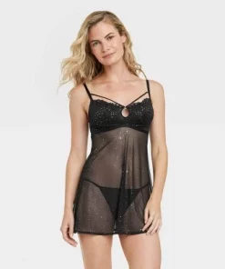 Women's Sequin Mesh Lingerie Babydoll - Auden™ Black -Default Template 7 GUEST 8e7de43d 4093 4837 aa4d a83c93898574