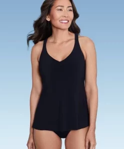 Women's UPF 50 V-Neck Racerback Tankini Top- Aqua Green® Black -Default Template 7 GUEST 8f62a00a 6f54 4d76 99b9 bb83dfbd4528