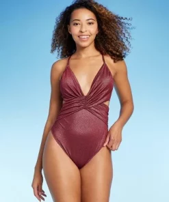 Women's Monokini Plunge Cut Out High Leg Lurex One Piece Swimsuit - Shade & Shore™ Burgundy 22 Women's Monokini Plunge Cut Out High Leg Lurex One Piece Swimsuit - Shade & Shore™ Burgundy -Default Template 7 GUEST 90a2b847 f324 4417 b4f8 0f192ba9990e 2