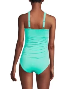 Lands' End Women's Chlorine Resistant High Neck to One Shoulder Multi Way One Piece Swimsuit