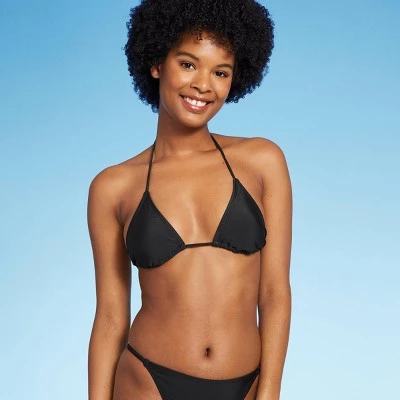 Women's Thin Strap Triangle Bikini Top - Wild Fable™ Black 5 Women's Thin Strap Triangle Bikini Top - Wild Fable™ Black - Image 3