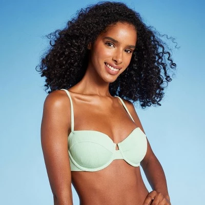 Women's Ribbed Underwire Bikini Top - Shade & Shore™ Green 4 Women's Ribbed Underwire Bikini Top - Shade & Shore™ Green - Image 2