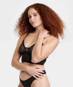 Women's Mesh Longline Bralette - Auden™ Black -Default Template 7 GUEST 94c50039 def8 4027 937c 9328bb02e4b5
