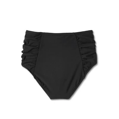 Women's UPF 50 Shirred Bikini Bottom - Aqua Green® Black 10 Women's UPF 50 Shirred Bikini Bottom - Aqua Green® Black - Image 8