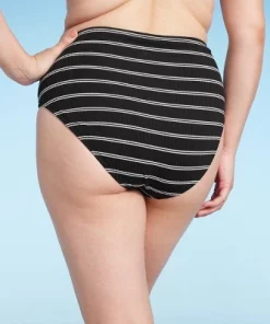 Women's Ribbed High Waist Bikini Bottom - Shade & Shore™ Black Striped -Default Template 7 GUEST 97583bc5 f8bd 44e0 9674 34eddcaa0469