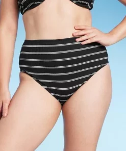 Women's Ribbed High Waist Bikini Bottom - Shade & Shore™ Black Striped -Default Template 7 GUEST 97dadde1 1c69 4afc 8cee 32b48681cc43