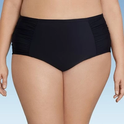 Women's UPF 50 Shirred Bikini Bottom - Aqua Green® Black 12 Women's UPF 50 Shirred Bikini Bottom - Aqua Green® Black - Image 10