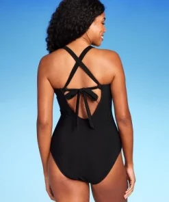 Women's Ribbed Plunge Ring Detail One Piece Swimsuit - Shade & Shore™ Black -Default Template 7 GUEST 98eb98bc b2f8 49f3 9de0 f2818f905f5f