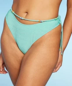 Women's Beaded Side-Tie Extra Cheeky Extra High Leg Bikini Bottom - Wild Fable™ Pink Lurex Floral Print -Default Template 7 GUEST 98fd8e57 3075 48cd b002 3246721bd43f