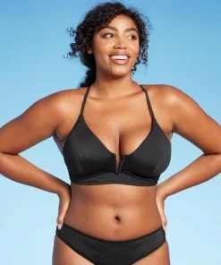 Women's Ribbed Longline V-Wire Bikini Top - Shade & Shore™ Dark Green -Default Template 7 GUEST 9909f079 a479 4eeb 9a4c 6852e74a48c5