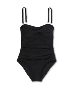 Women's Twist-Front Bandeau Classic One Piece Swimsuit with Tummy Control - Kona Sol™ Black -Default Template 7 GUEST 9edeb523 0a32 4108 9594 5cdd2862632b
