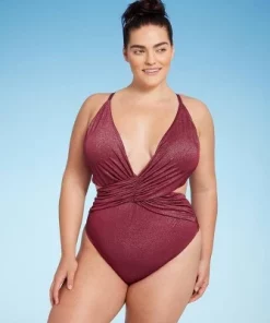 Women's Monokini Plunge Cut Out High Leg Lurex One Piece Swimsuit - Shade & Shore™ Burgundy 29 Women's Monokini Plunge Cut Out High Leg Lurex One Piece Swimsuit - Shade & Shore™ Burgundy -Default Template 7 GUEST a3f42433 ff19 4ad8 a371 7c5ea285e145 4
