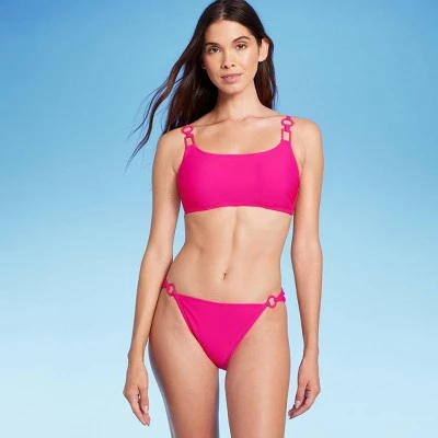 Women's Ring Detail Bikini Bottom - Shade & Shore™ Hot Pink 4 Women's Ring Detail Bikini Bottom - Shade & Shore™ Hot Pink - Image 2