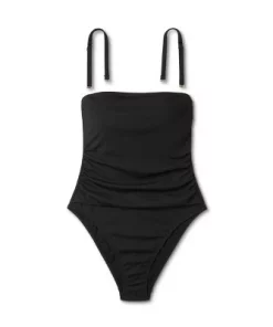 Women's Shirred Ribbed Bandeau Cheeky One Piece Swimsuit - Shade & Shore™ Blue -Default Template 7 GUEST a88971d0 d874 4b42 aacf 27645a5db8ae