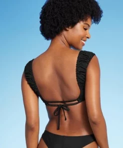 Women's Cap Sleeve Smocked Bralette Bikini Top - Wild Fable™ Pink