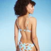 Women's Orange Print Tie Shoulder Underwire Bikini Top - Wild Fable™ Blue