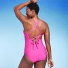 Women's Crochet Shell Stitch Medium Coverage One Piece Swimsuit - Kona Sol™ Pink -Default Template 7 GUEST adbfa6e4 be43 4c1a bdd8 da3bdfe125b7