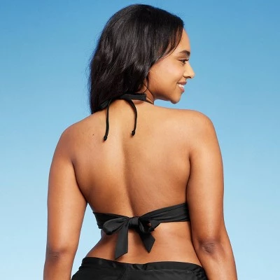Women's Crochet Trim Halter Bikini Top - Kona Sol™ Black 3 Women's Crochet Trim Halter Bikini Top - Kona Sol™ Black