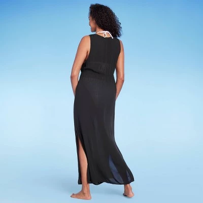 Women's Sleeveless Cover Up Maxi Duster - Kona Sol™ Black 6 Women's Sleeveless Cover Up Maxi Duster - Kona Sol™ Black - Image 4