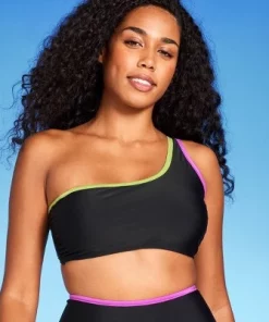 Women's Contrast Binding One Shoulder Bralette Bikini Top - Shade & Shore™ Black -Default Template 7 GUEST b4a72fc4 77c1 49ad a9e4 cd5ba570a3e2