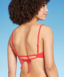 Women's Square Neck Bralette Bikini Top - Wild Fable™ Red