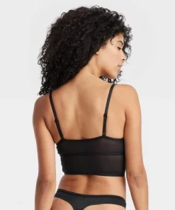 Women's Mesh Longline Bralette - Auden™ Black