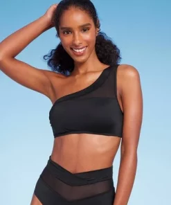 Women's One Shoulder Mesh Bikini Top - Shade & Shore™ Black -Default Template 7 GUEST b60716a1 75f5 4f2b 95d2 7cf54c6aae05 2
