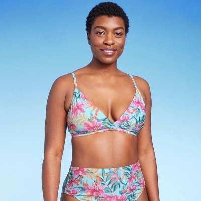 Women's Tropical Print Crossover Triangle Bikini Top - Kona Sol™ Multi 5 Women's Tropical Print Crossover Triangle Bikini Top - Kona Sol™ Multi - Image 3