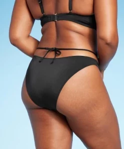 Women's Strappy High Leg Extra Cheeky Bikini Bottom - Shade & Shore™ Black