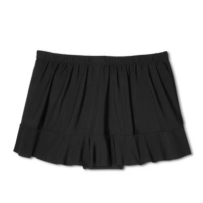 Women's UPF 50 Ruffle Swim Skirt - Aqua Green® Black 8 Women's UPF 50 Ruffle Swim Skirt - Aqua Green® Black - Image 6