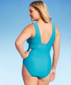 Women's Medium Coverage Wide Shoulder V-Neck One Piece Swimsuit - Kona Sol™ Blue 12 Women's Medium Coverage Wide Shoulder V-Neck One Piece Swimsuit - Kona Sol™ Blue -Default Template 7 GUEST ba6de499 b725 4e97 abc3 992b19ca4224