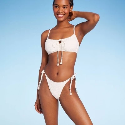 Women's Crochet Side-Tie Extra Cheeky Extra High Waist Bikini Bottom - Wild Fable™ Cream 4 Women's Crochet Side-Tie Extra Cheeky Extra High Waist Bikini Bottom - Wild Fable™ Cream - Image 2