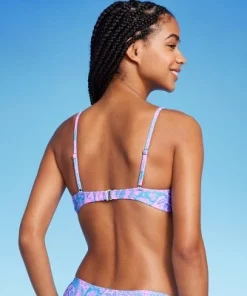 Women's Paisley Print Cut Out Bralette Bikini Top - Wild Fable⢠Blue/Pink