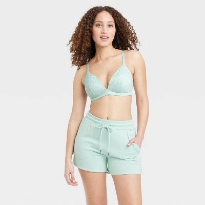 Women's Lace Wirefree Plunge Bra - Auden™ Green 4 Women's Lace Wirefree Plunge Bra - Auden™ Green - Image 2