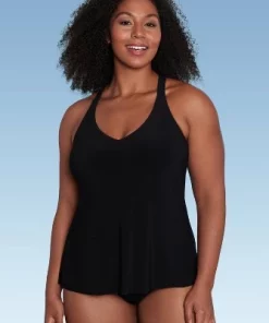 Women's UPF 50 V-Neck Racerback Tankini Top- Aqua Green® Black -Default Template 7 GUEST bcaed409 91bc 47ae b63f 1d620e03f9a9