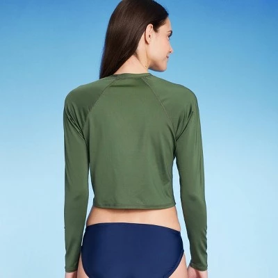Women's Cropped Rash Gaurd - Kona Sol™ Olive Green 3 Women's Cropped Rash Gaurd - Kona Sol™ Olive Green