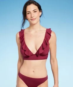 Women's Ruffle V-Neck Longline Triangle Bikini Top - Shade & Shore™ Burgundy 21 Women's Ruffle V-Neck Longline Triangle Bikini Top - Shade & Shore™ Burgundy -Default Template 7 GUEST be669090 b795 4696 a0e5 fa5474ceb415