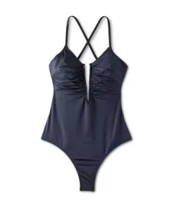Women's Shirred V-Wire Plunge One Piece Swimsuit - Shade & Shore™ Gray -Default Template 7 GUEST c1a96fff c11d 40b1 8799 4319d02c76ff