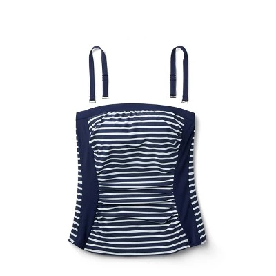Lands' End Women's UPF 50 Striped Bandeau Tankini Top - Navy Blue 6 Lands' End Women's UPF 50 Striped Bandeau Tankini Top - Navy Blue - Image 4