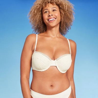 Women's Crochet Underwire Bikini Top - Shade & Shore™ Off-white 5 Women's Crochet Underwire Bikini Top - Shade & Shore™ Off-white - Image 3