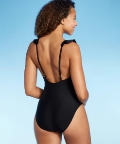 Shade & Shore Women's Ruffle Plunge One Piece Swimsuit - Shade & Shore™ Black -Default Template 7 GUEST c4c6f165 8acc 4216 bd61 4d0184788fd3