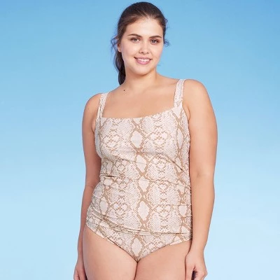 Women's Square Neck Ruched Medium Coverage One Piece Swimsuit - Kona Sol™ Multi 4 Women's Square Neck Ruched Medium Coverage One Piece Swimsuit - Kona Sol™ Multi - Image 2