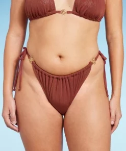 Women's Side-Tie Adjustable Extra High Leg Lurex Plisse Textured Bikini Bottom - Wild Fable™ Brown -Default Template 7 GUEST cee21781 20fd 450e 8ef1 9194ba52deb3