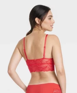 Women's Longline Lace Bralette - Auden™ Red