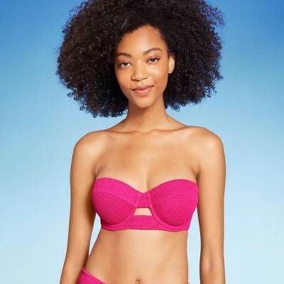 Women's Pucker Textured Light Lift Bandeau Bikini Top - Shade & Shore™ Light Blue 4 Women's Pucker Textured Light Lift Bandeau Bikini Top - Shade & Shore™ Light Blue - Image 2