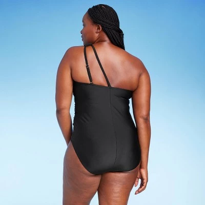 Women's Tummy Control One Shoulder Ruched Full Coverage One Piece Swimsuit - Kona Sol™ Black 3 Women's Tummy Control One Shoulder Ruched Full Coverage One Piece Swimsuit - Kona Sol™ Black